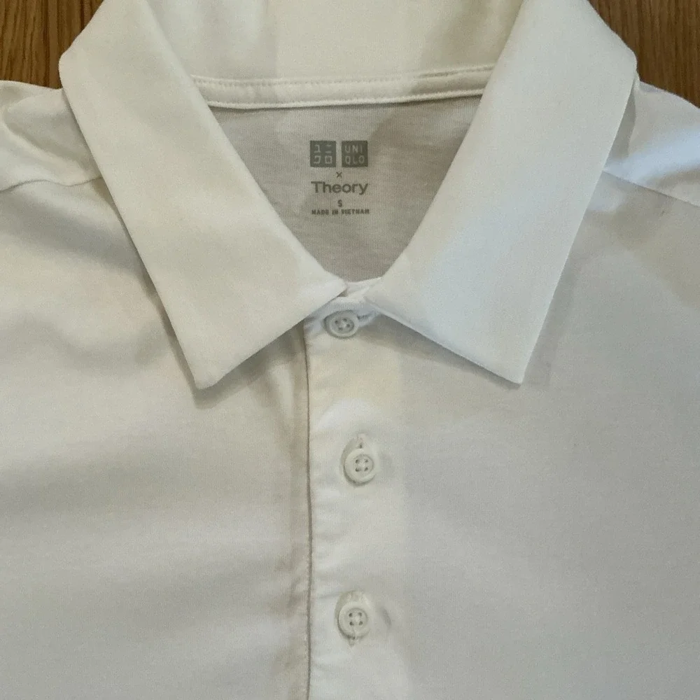 UNIQLO × Theory Men's Polo Shirt Size S‎ White Collaboration Short Sleeve - Picture 4 of 8